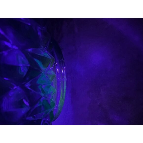 Vtg Aqua Turquoise Blue Tiera Indiana Glass Basket Diamond Point Large Glows - Picture 8 of 11